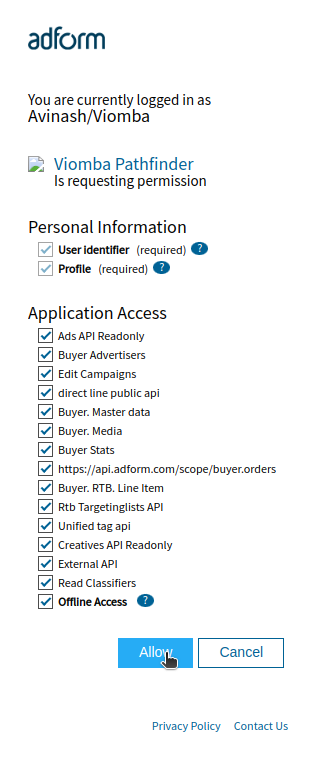 Adform Oauth Consent